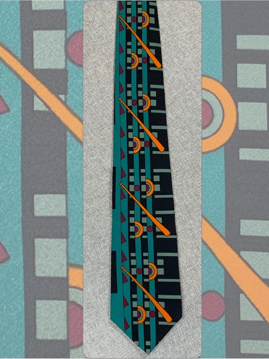 Arquitectonica Other - Arquitectonica Teal Geometric Silk Necktie Architect Design Wide Tie